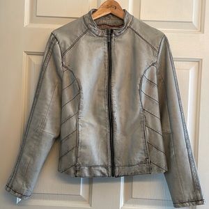 very cool distressed Leather Moto jacket